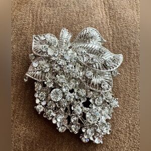Elegant Silver Crystal Brooch